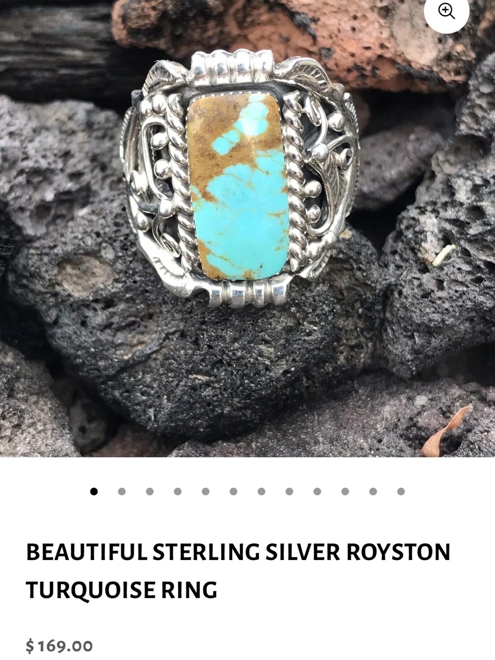 Sterling Silver Royston Turquoise Statement Ring - Blue and Brown